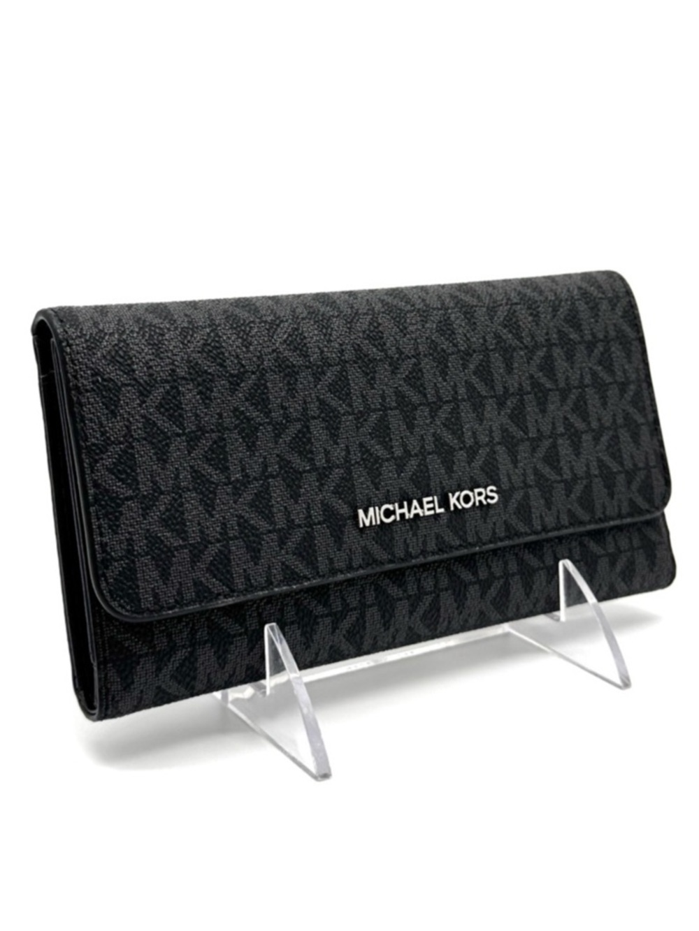 Michael Kors Large Trifold Wallet Black Signature